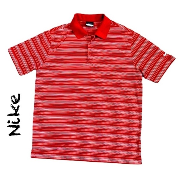 Nike Dry Fit Golf Shirt, Mens, Red/White, Large - Picture 1 of 7